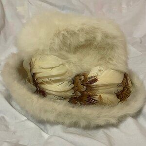 Vtg Lilly Dache Women's 60's Mod Quail Feather Hat Body Made in France Mousse HB